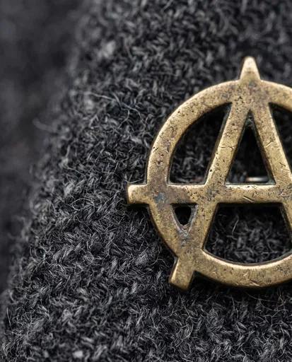 Weathered Brass Anarchy Pin on Wool