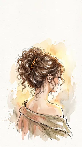 Watercolor Illustration of Woman with Curly Updo