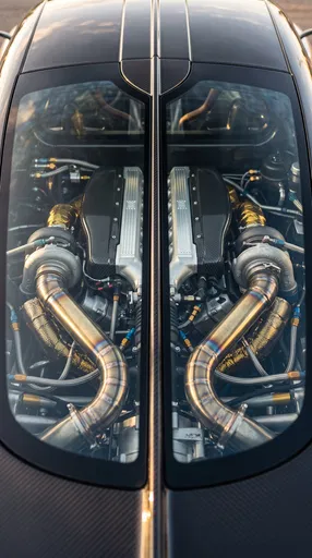 Symmetrical Supercar Twin-Turbo Engine Bay