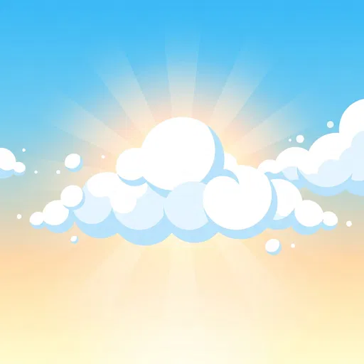 Cartoon Clouds with Sunrays Illustration