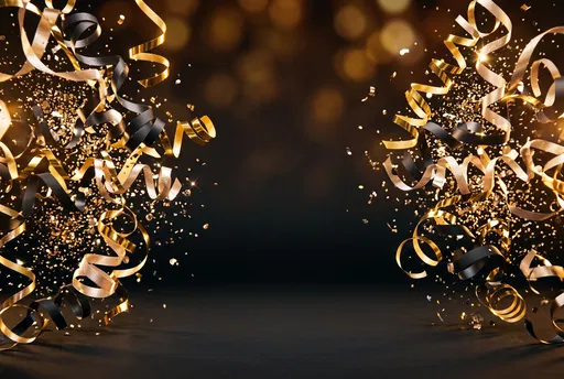 Gold and Black Party Ribbons Frame