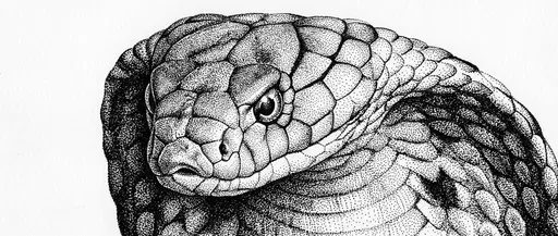 Black Ink Stippling Drawing of Cobra