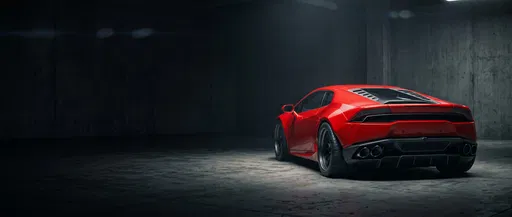 Red Sports Car in Dark Concrete Studio