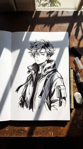 Anime Sketchbook Drawing in Window Light