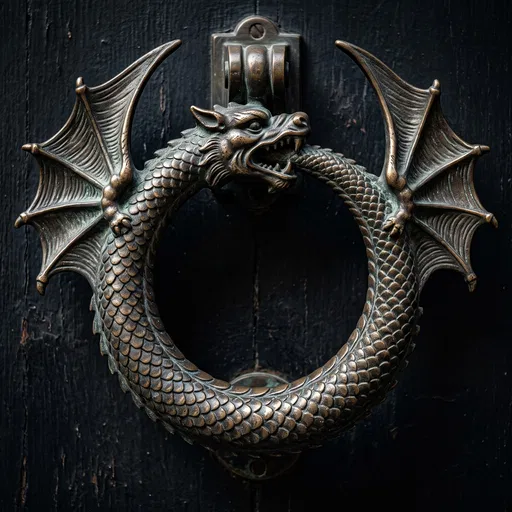 Antique Bronze Ouroboros Dragon Door Knocker