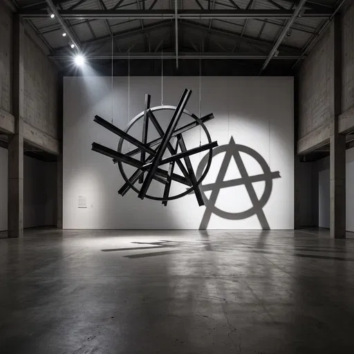 Suspended Sculpture Casting Anarchy Symbol Shadow