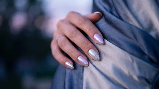 Hand With Iridescent Glazed Donut Nails