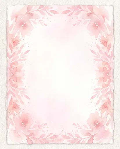 Pink Watercolor Floral Stationery Frame