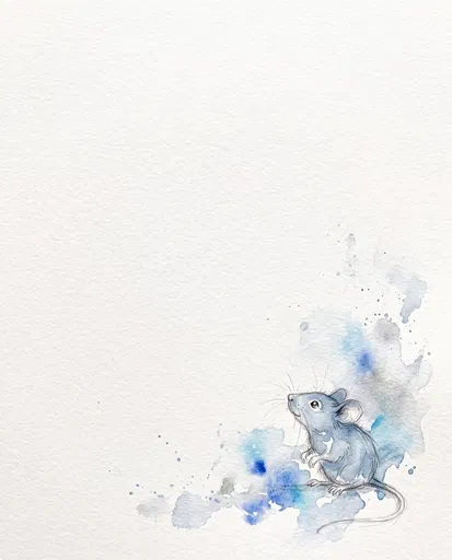 Watercolor Illustration of Curious Blue Mouse