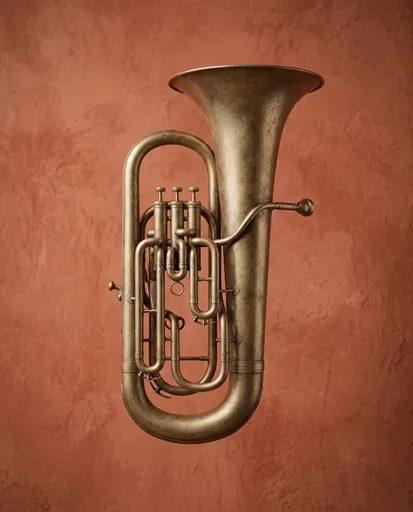 Antique Brass Euphonium on Terracotta
