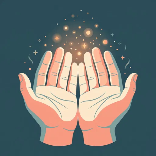 Cupped Hands With Glowing Light Particles