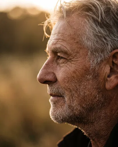 Older Man Profile Portrait in Golden Light