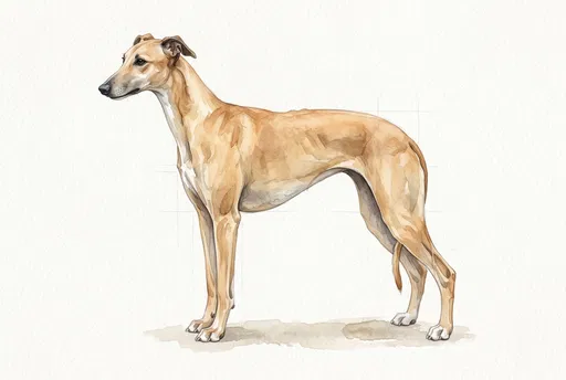 Watercolor Fawn Greyhound Side Profile Illustration
