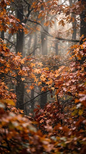 Misty Autumn Woodland Foliage