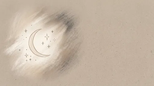 Minimalist Crescent Moon Illustration on Textured Paper