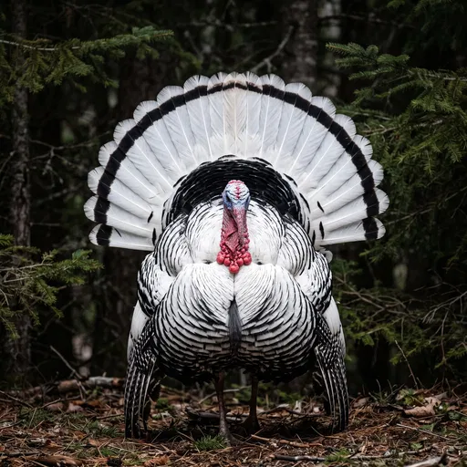 Royal Palm Turkey Strutting in Forest
