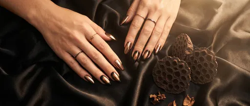 Bronze Chrome and Black Aura Manicure