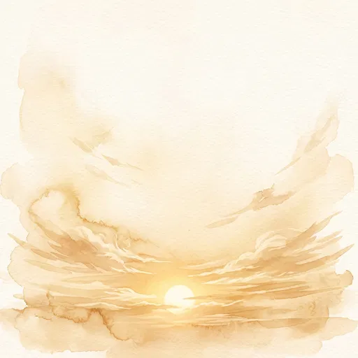 Golden Hour Watercolor Sky With Copy Space