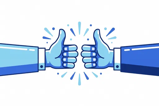 Blue Flat Illustration of Two Thumbs Up