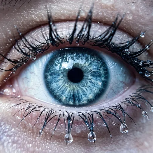 Macro Close-Up of Wet Blue Eye