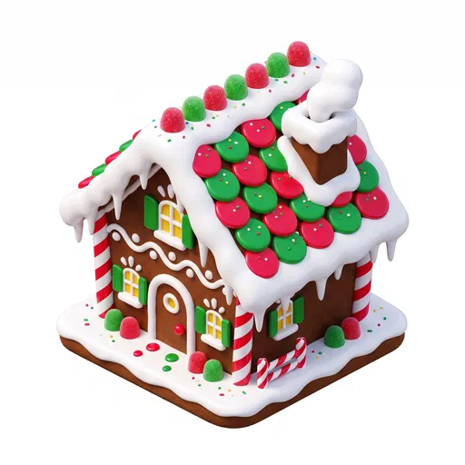 Isometric 3D Gingerbread House Clipart Icon