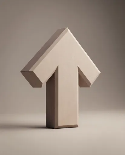 Minimalist 3D Beige Stone Up Arrow