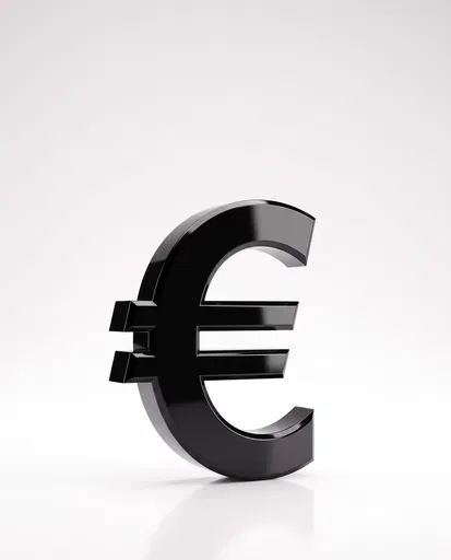 Glossy Black 3D Euro Currency Symbol