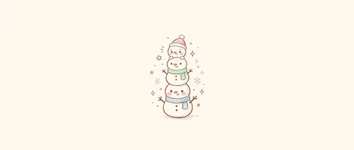 Cute Stacked Snowmen Doodle Illustration