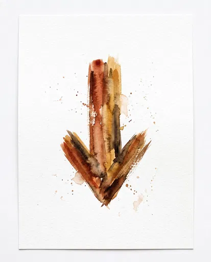 Earthy Watercolor Downward Arrow Illustration