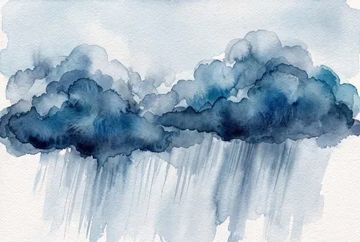 Blue Watercolor Rain Clouds Illustration