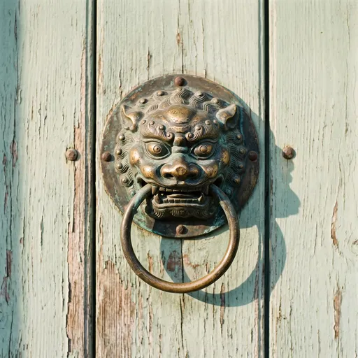 Antique Bronze Chinese Lion Door Knocker
