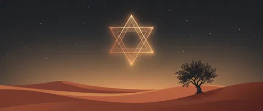 Glowing Star of David Over Desert