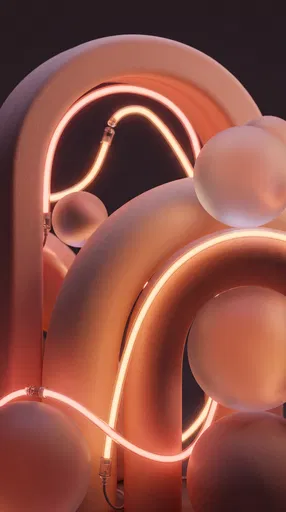 Abstract Salmon Pink Arches and Neon Lights