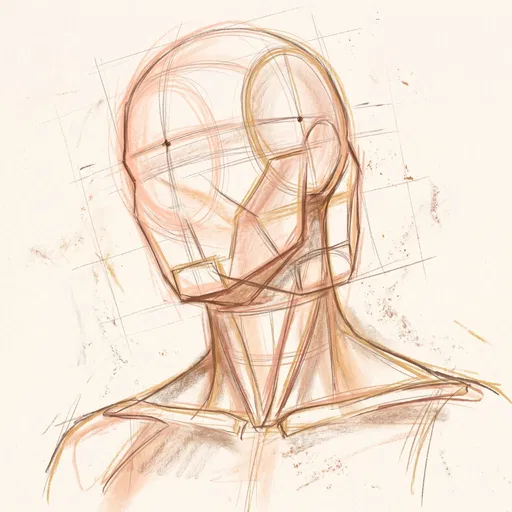 Anatomical Head and Neck Construction Sketch