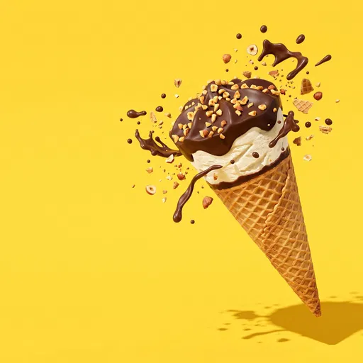 Floating Chocolate Hazelnut Ice Cream Cone
