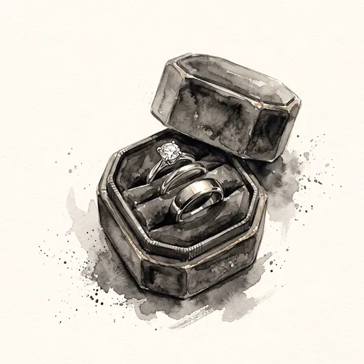 Watercolor Illustration of Wedding Ring Trio