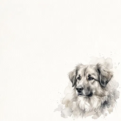 Watercolor Dog Portrait With Copy Space