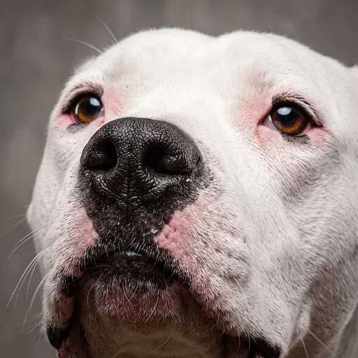 Macro Close-Up Portrait of Dogo Argentino