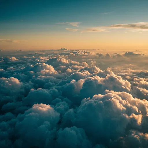 Golden Hour Aerial Cloudscape in Teal