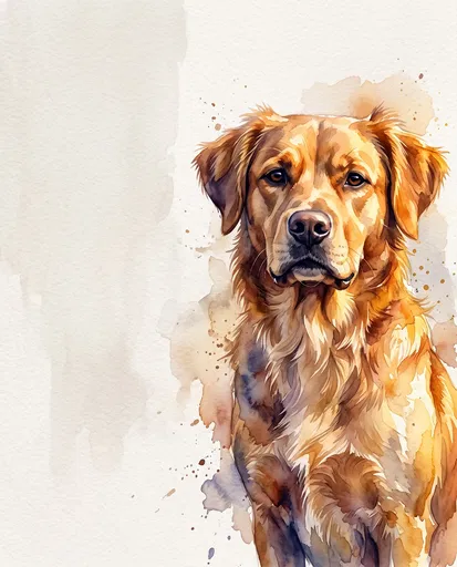 Golden Retriever Mix Dog Watercolor Portrait