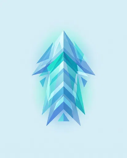 Geometric Blue Translucent Upward Arrow