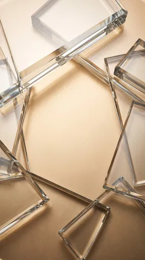 Geometric Glass Slabs Framing Champagne Background