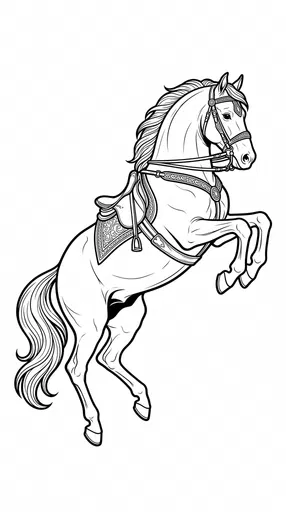Rearing Stallion Line Art Coloring Page