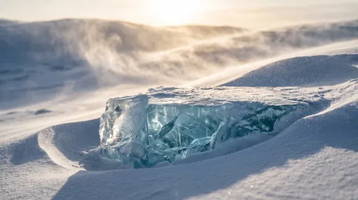 Blue Ice Podium in Snow Dunes