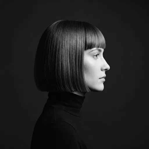 Monochrome Profile Portrait With Sleek Bob