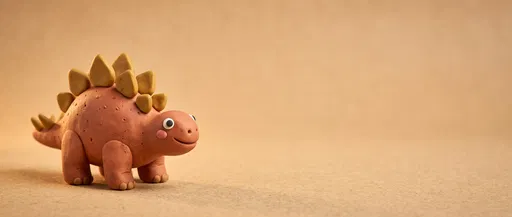 Cute Claymation Stegosaurus on Warm Backdrop
