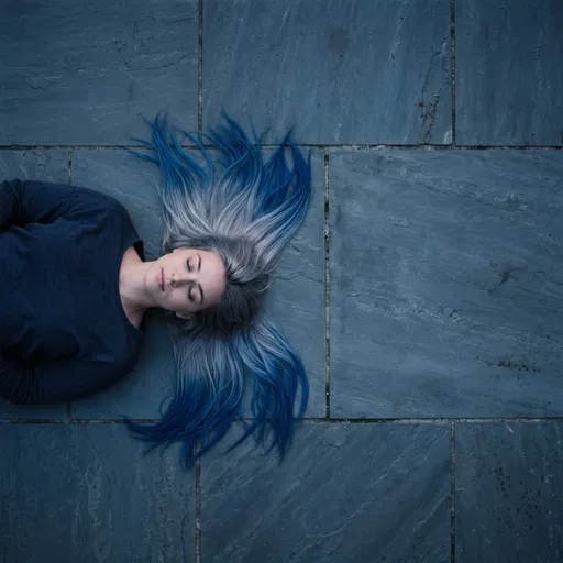 Woman With Blue Ombre Hair Overhead