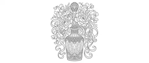 Ornate Perfume Bottle Floral Coloring Page
