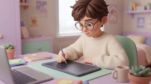 3D Student Drawing on Digital Tablet