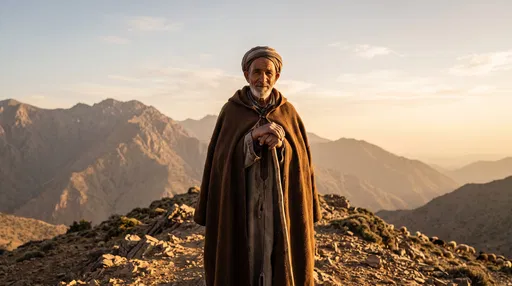 Elderly Moroccan Shepherd in Atlas Mountains